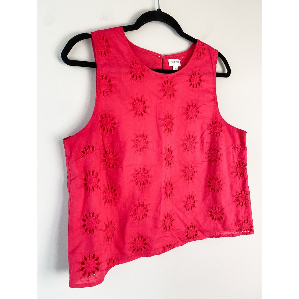J Crew Womens Eyelet Shell Tank Top M Pink Preppy Summer Coastal Sleeveless - Picture 3 of 8